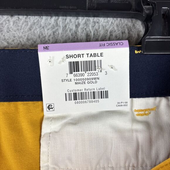Club Room Mens Chino Shorts 38X9 Gold Khakis Flat Front 4 Way Stretch - Picture 8 of 11